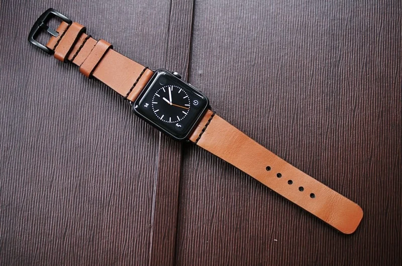 AWBF93-D60 handgefertigt Vintage Leder Uhrenarmband incl. Lugs Adapter für Apple Watch (oder Apple Watch Sport) 42mm oder 38mm – Bild 2